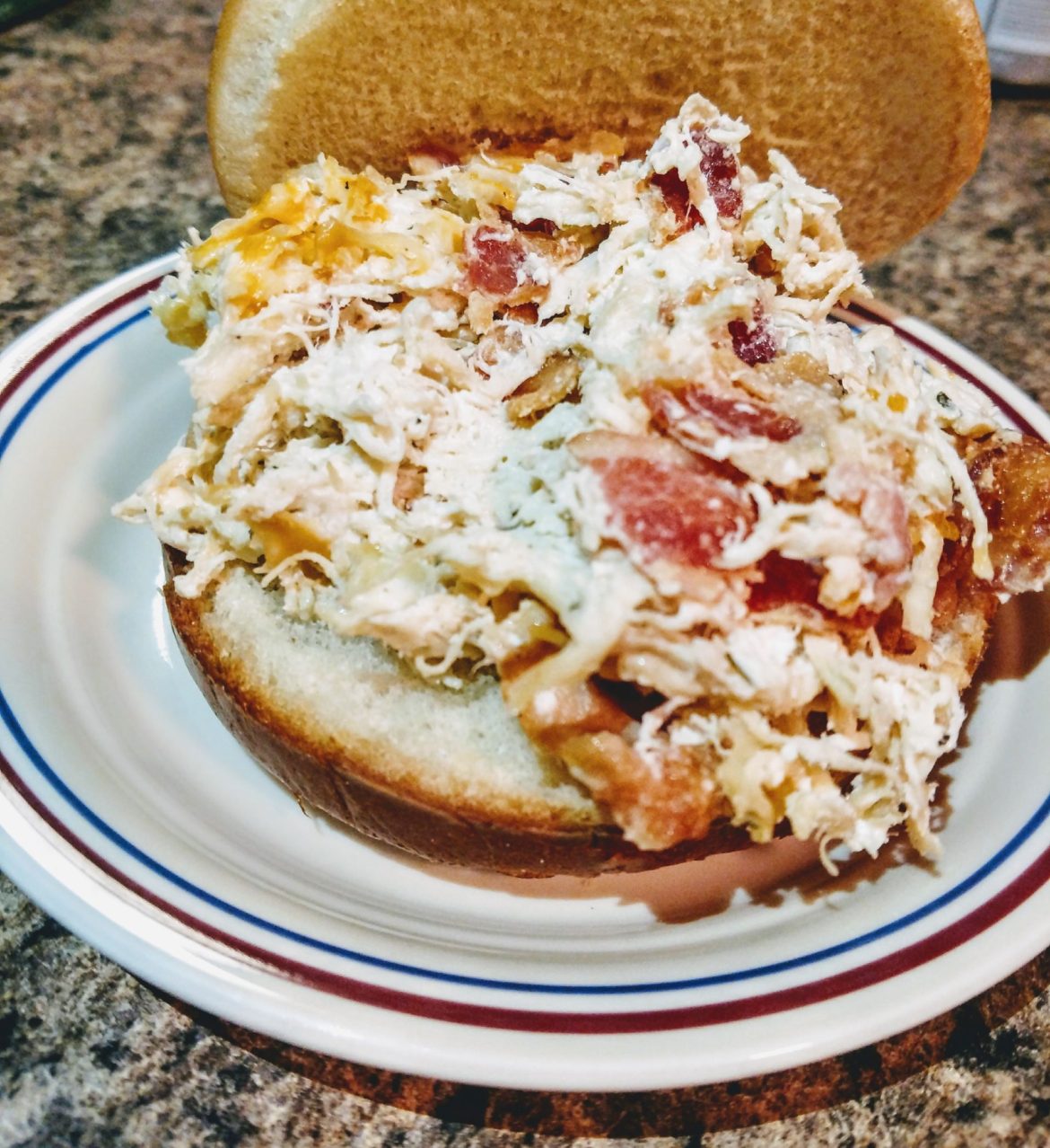 Instant Pot Chicken Bacon Ranch Sandwich (Crack Chicken)