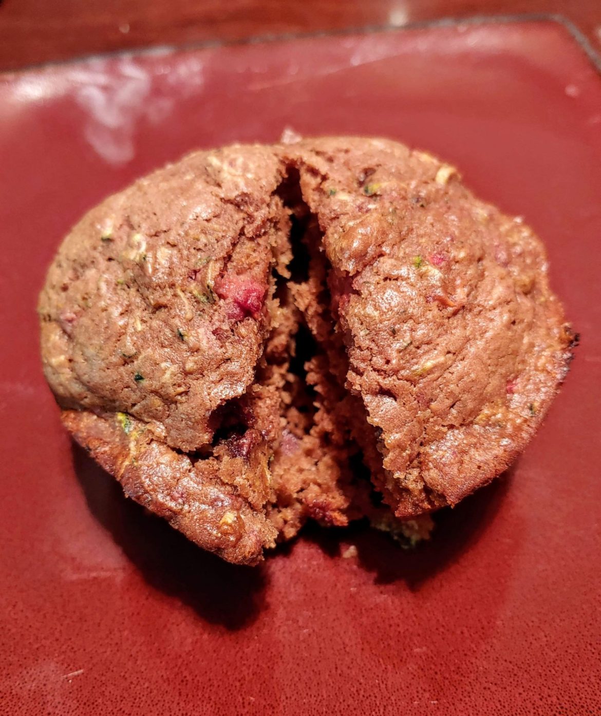 Chocolate raspberry zucchini muffins