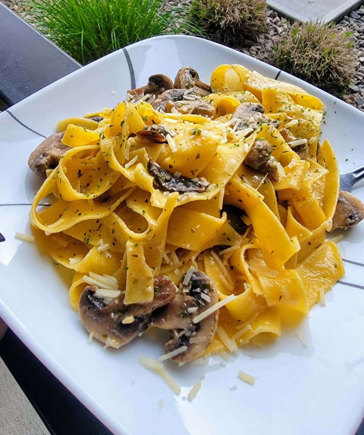 Classic Buttered Noodles with Mushrooms and Parmesan