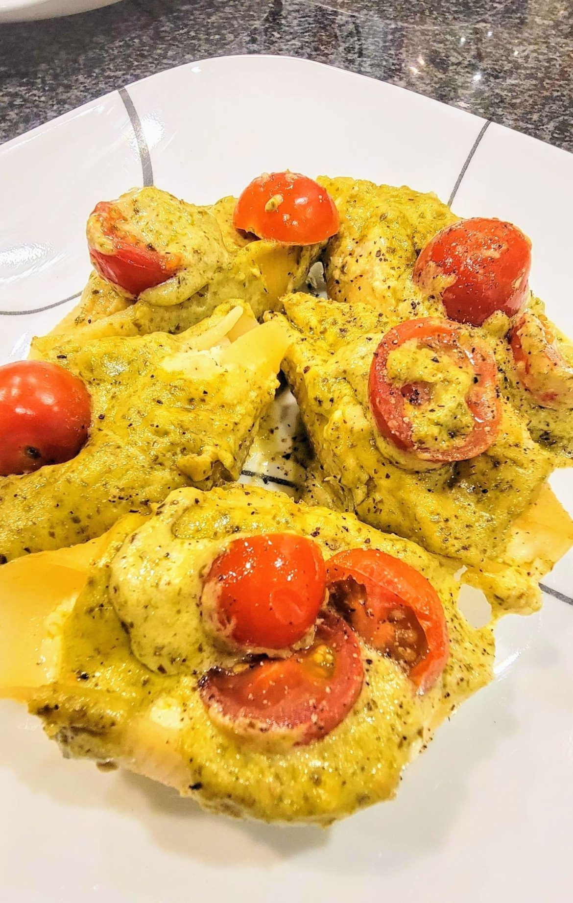 Cheese Stuffed Shells with Pesto Cream Sauce